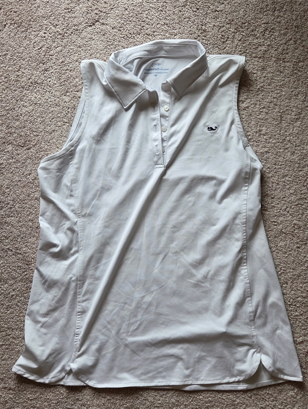 Vineyard Vines Sleeveless Polo Top - White with Whale Logo